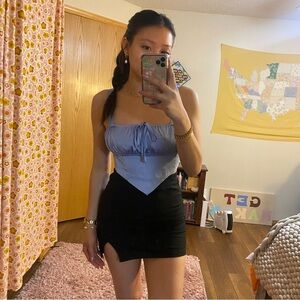 periwinkle silky/ satin corset style tank top